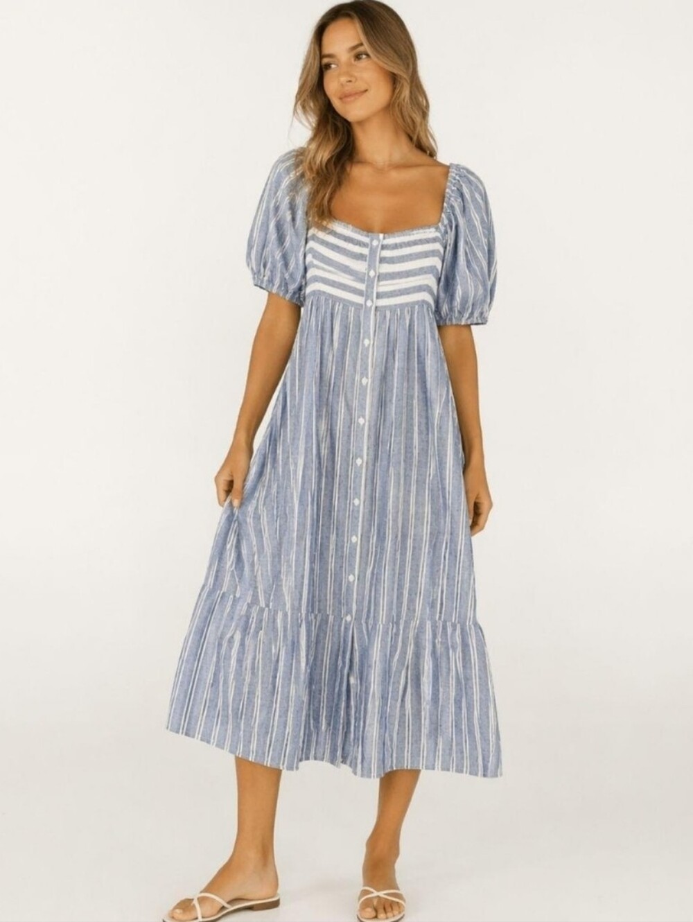 NWT Emerson fry x love, tomas newburyport stripe santiago maxi dress, M/L - Picture 2 of 3